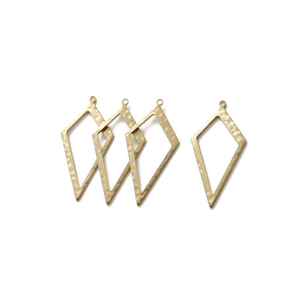 Jewelry Making Hammer - Raw Brass Hammered Rhombus Charms Hollow