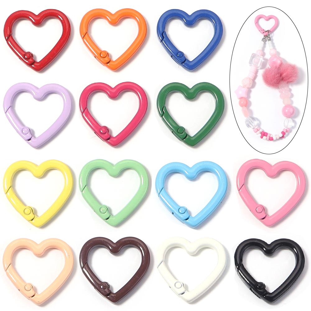 Jewelry Making Hardware - 5pcs Alloy Heart Spring Clasps Snap