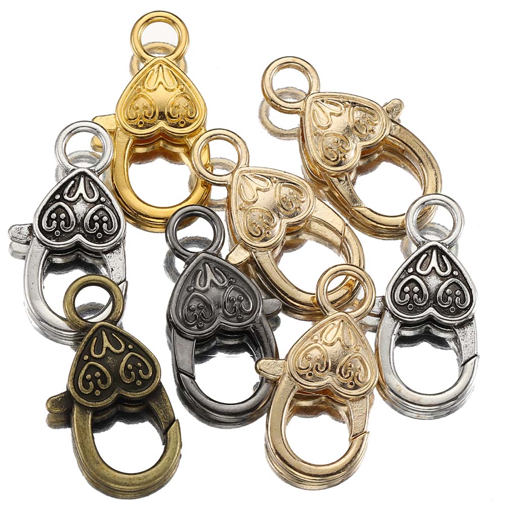 10pcs Vintage Heart Lobster Cl - Jewelry Making Necklaces ulasan dan harga