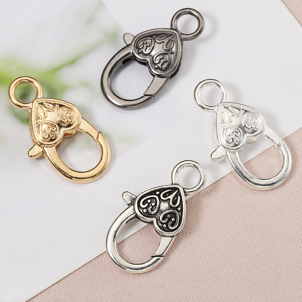 10pcs Vintage Heart Lobster Cl - Jewelry Making Necklaces ulasan dan harga