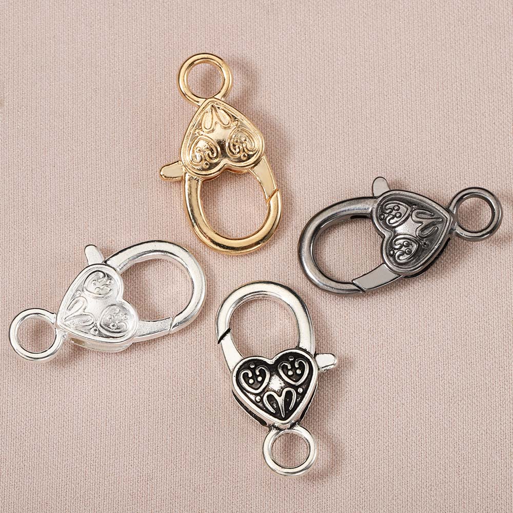 10pcs Vintage Heart Lobster Cl - Jewelry Making Necklaces ulasan dan harga