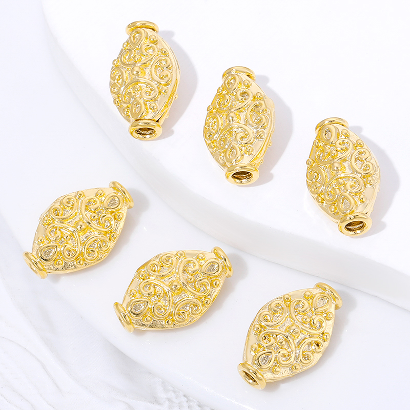 18K Gold Plated Oval Loose Bea - Jewelry Making Items ulasan dan harga