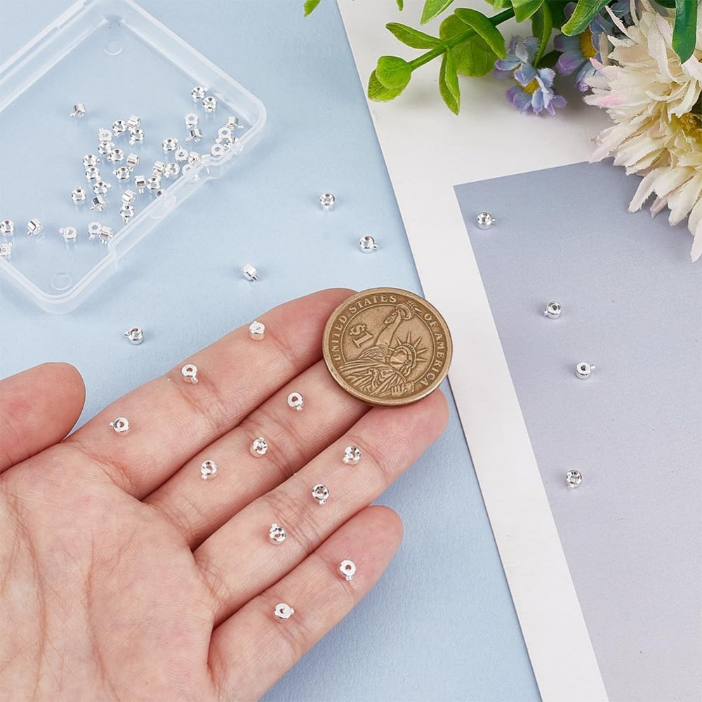 60PCS Brass Crimp Beads 925 St - Jewelry Making Silver ulasan dan harga