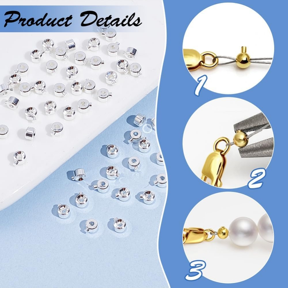 60PCS Brass Crimp Beads 925 St - Jewelry Making Silver ulasan dan harga