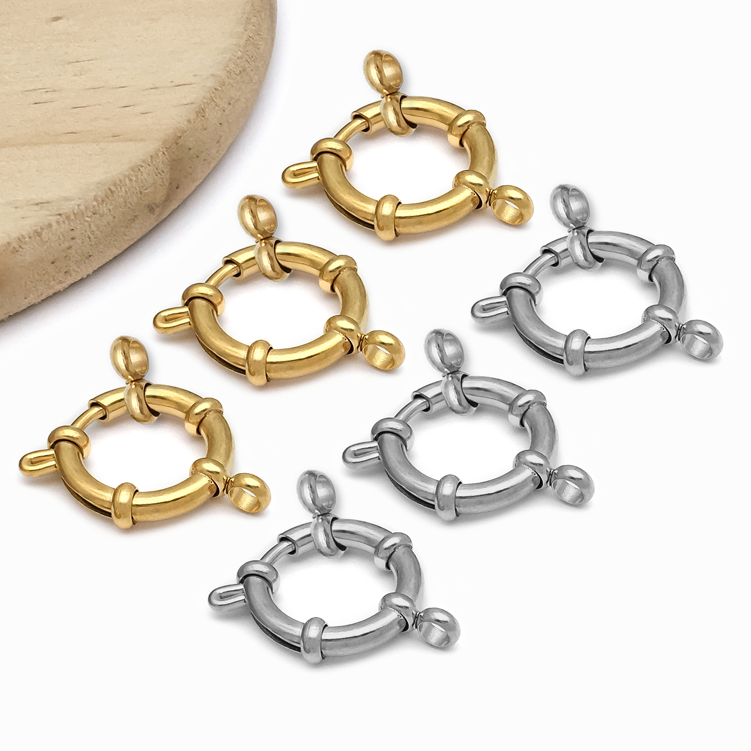 2pcs Stainless Steel Round Cla - Jewelry Making Hardware ulasan dan harga