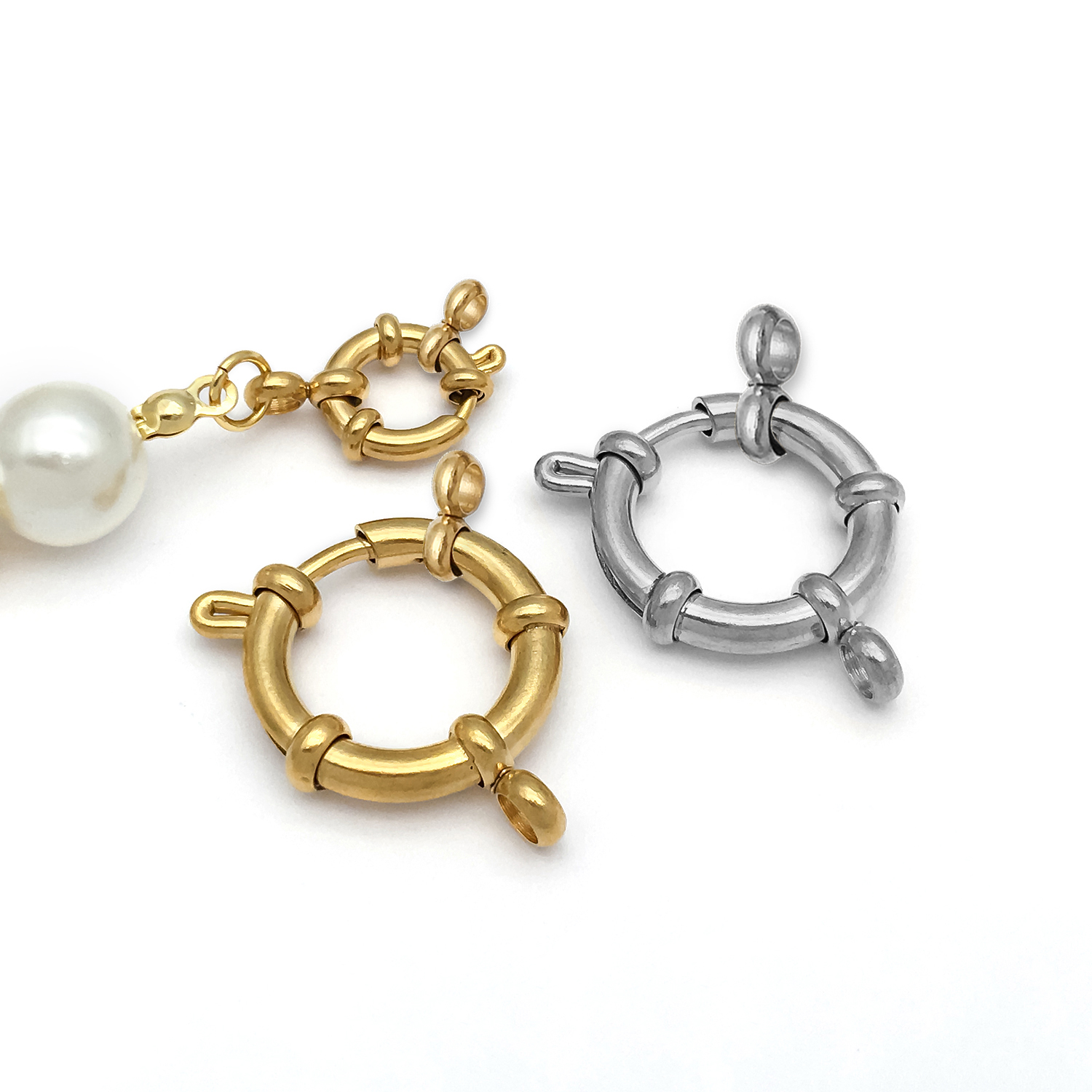 2pcs Stainless Steel Round Cla - Jewelry Making Hardware ulasan dan harga