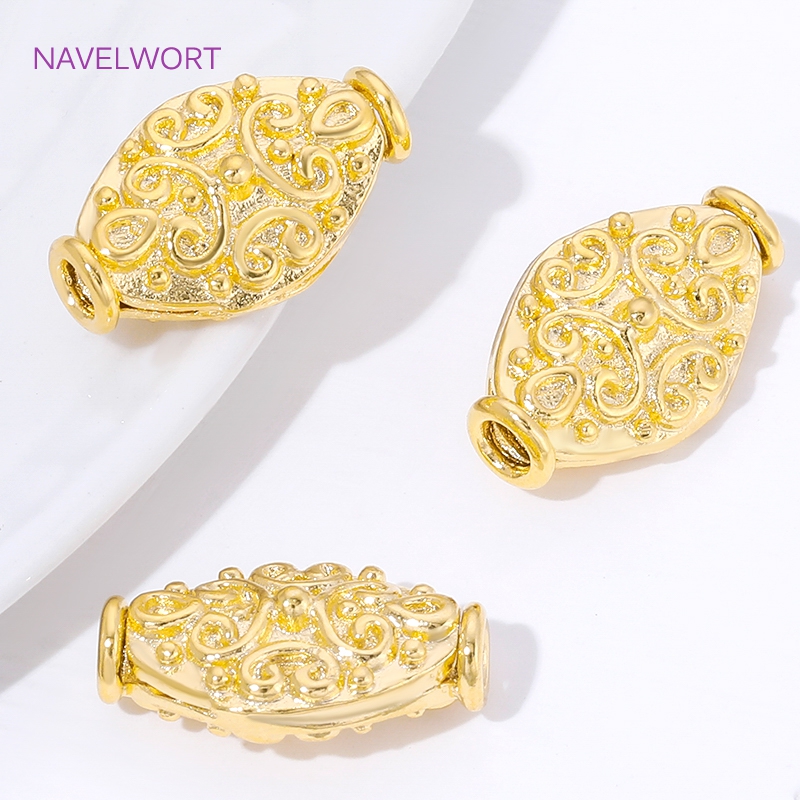 18K Gold Plated Oval Loose Bea - Jewelry Making Items ulasan dan harga