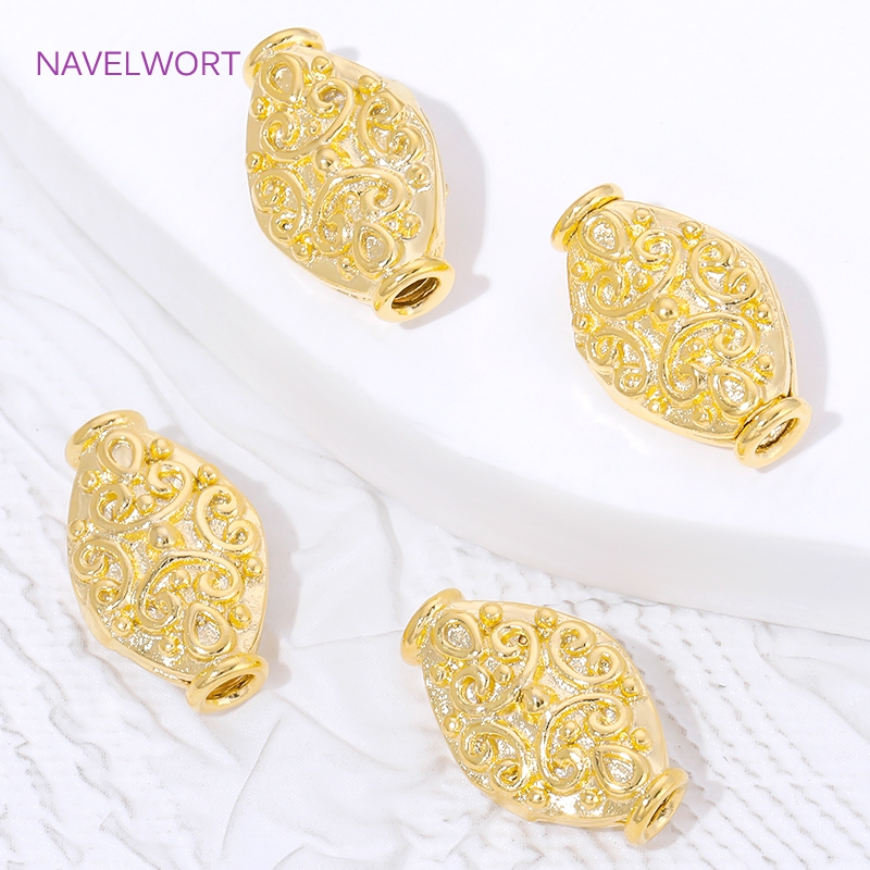 18K Gold Plated Oval Loose Bea - Jewelry Making Items ulasan dan harga