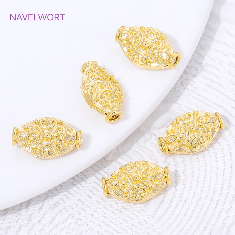 18K Gold Plated Oval Loose Bea - Jewelry Making Items ulasan dan harga